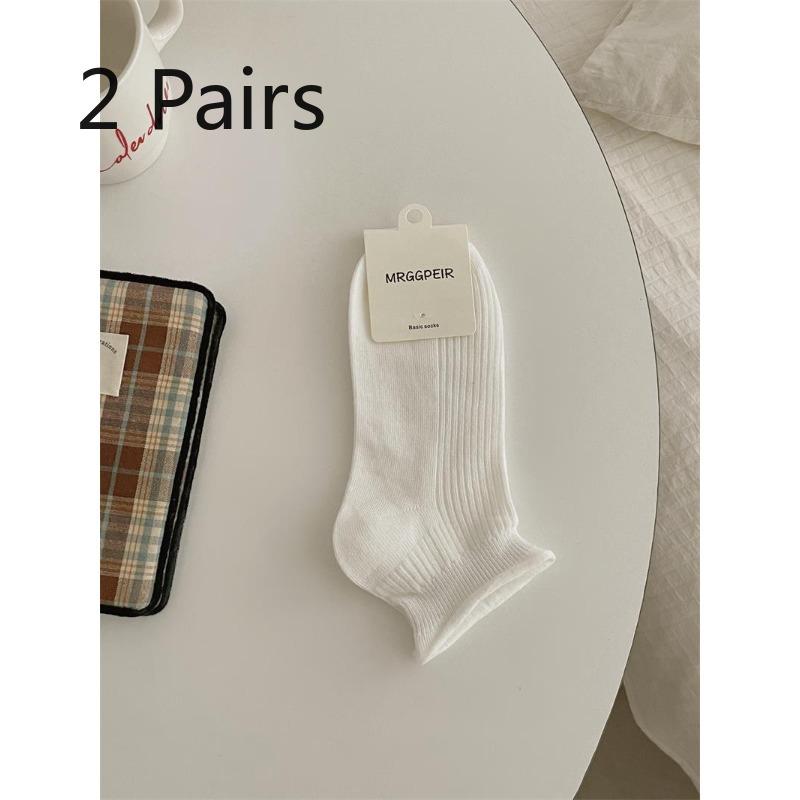 

2 Pairs - Women s Summer Lightweight Cotton Absorbent and Breathable Short-tube Socks with Anti-slip and Non-slip Soles 2 pairs білий