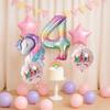 Rainbow Unicorn Balloon Bunch Happy 1st Girls Birthday Party Decorations Kids Favors Gifts Balloons Unicorn Baby Shower Supplies