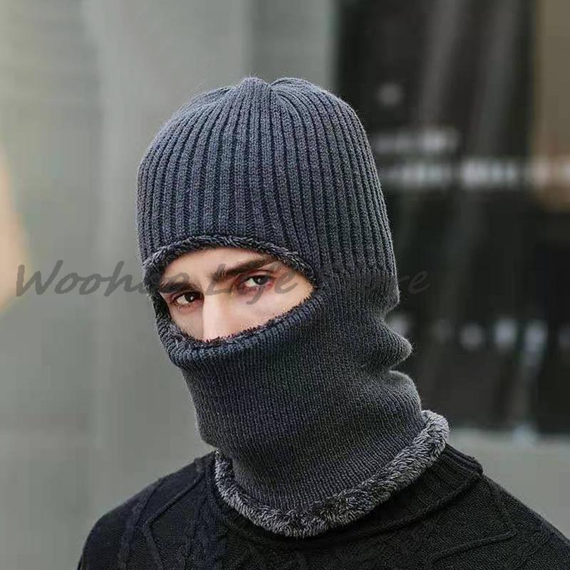 Men'S Winter Balaclava Hat Windproof Warm Fleece-Lined Full-Coverage Beanie For Ear Protection And Cycling