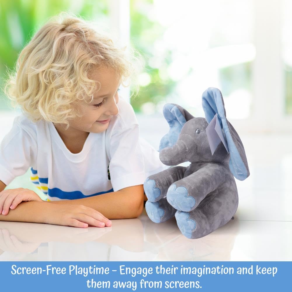 Dimple Kyle Elefant Plüschtier - Animierter Plüschblauer singender Elefant, Interaktives musikalisches Versteckspiel für Babys und Kinder, Perfekt für Kleinkinder, Alter