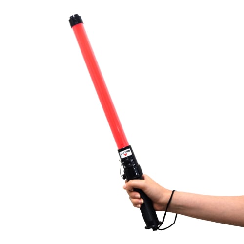 Takagi LED vodicí tyč s klaksonem, 54 cm, na baterie, přepínatelná blikání/svícení, včetně háku na opasek a poutka na ruku, zvuk klaksonu cca. 95~100dB/m