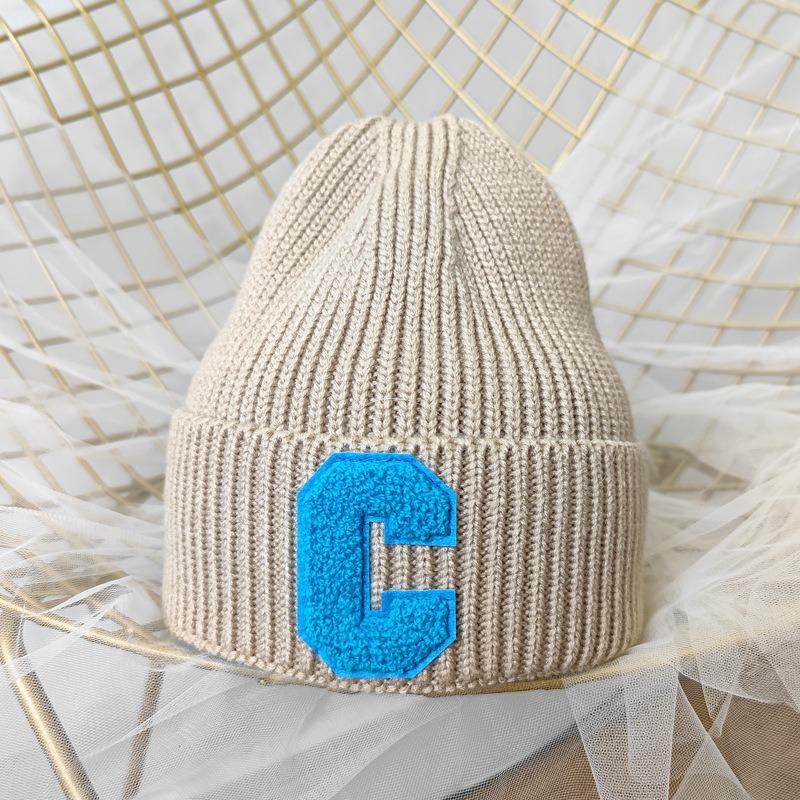 

Women s Knitted Beanies Cap Letter C Sticker Keep Warm Thick Winter Hats Female Girls Outdoor Candy Color Beanie Hats One Size бежевый