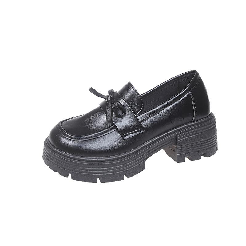 With Skirt Cute White Platform Small Leather Shoes Women's 2024 New Summer and Autumn Heightening Retro British Style Loafers