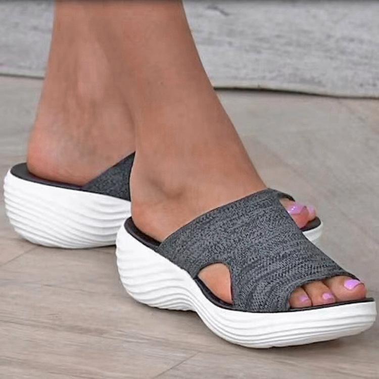 Women s Summer Slippers Outer Wear Lightweight Flat Bottom Casual Sandal Slippers 35 темно-серого