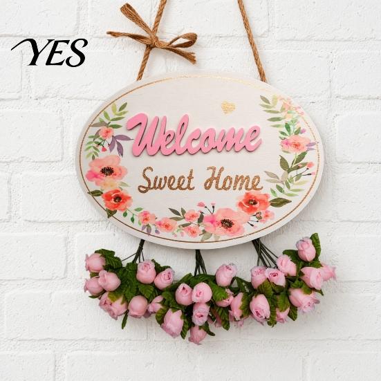 Soft Color Door Number Plate Welcome Sign for Front Door, Entrance Plate, Pastoral Rustic House Wooden Hanging Plaque Home Outdoor Wall Decor Textured