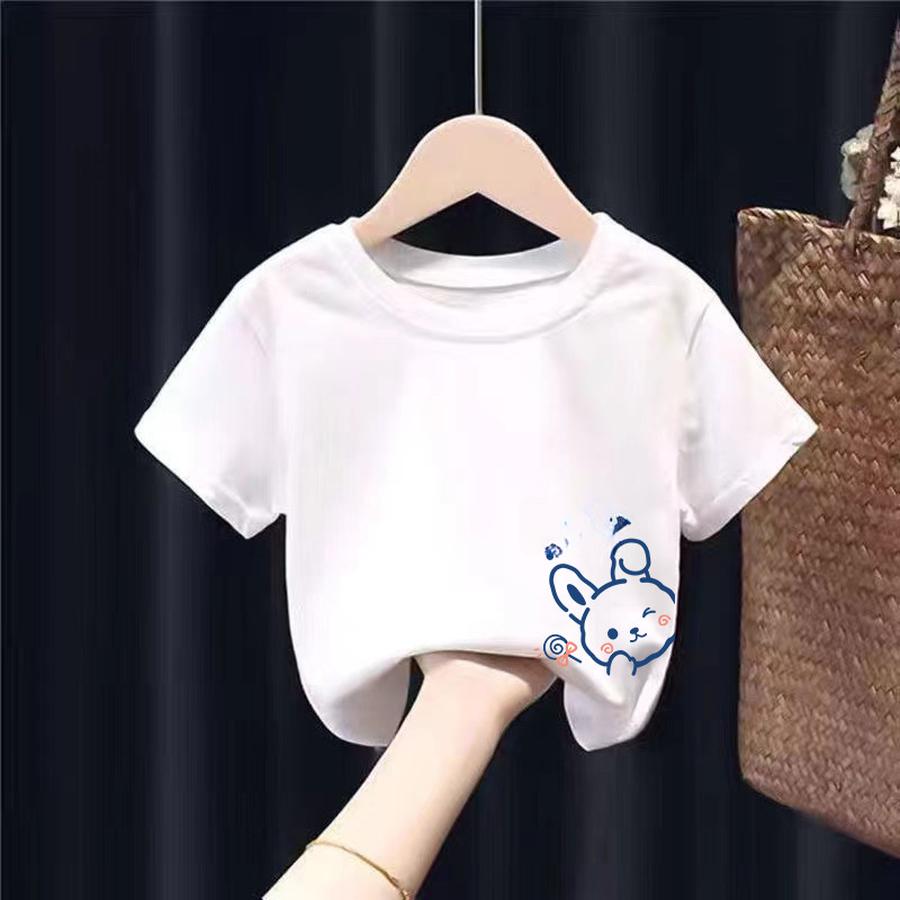 100% Cotton Boys Girls Toddler Short Sleeve T-Shirt Kids Summer Top Youth Undershirt 90cm белый