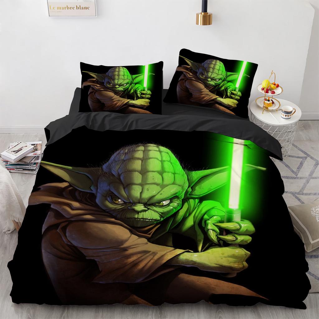 Cartoon Yoda Beddengoed Sets Anime Films Dekbedovertrek Sets Dekbedovertrek Kussensloop Kawaii Kinderen Jongen Verjaardagscadeaus