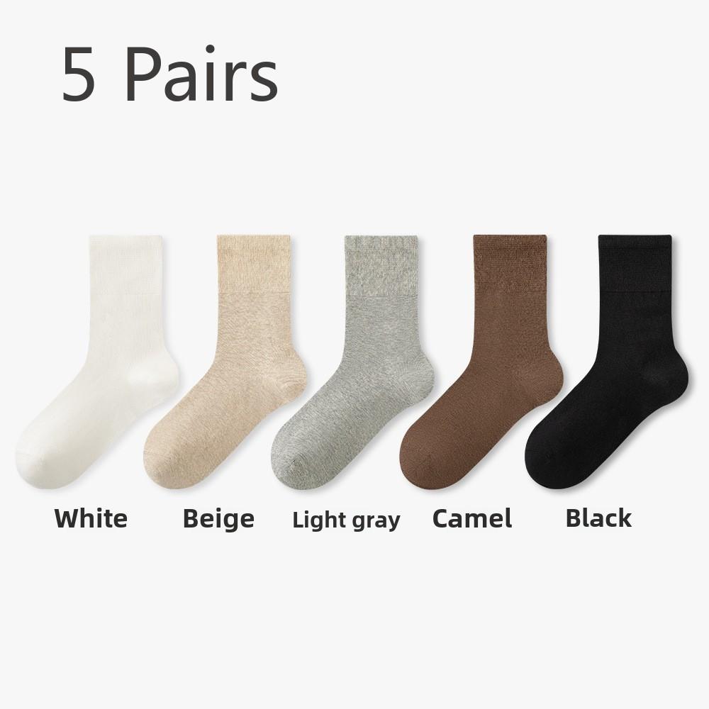 5 Pairs of Men's and Women's Spring and Autumn Anti-odour Sweat-absorbent Super-loose Mid-calf Socks