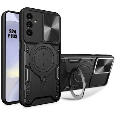 Protective Case - BOOLING - for Samsung Galaxy S24 Plus - Black - Shockproof - Ring Holder