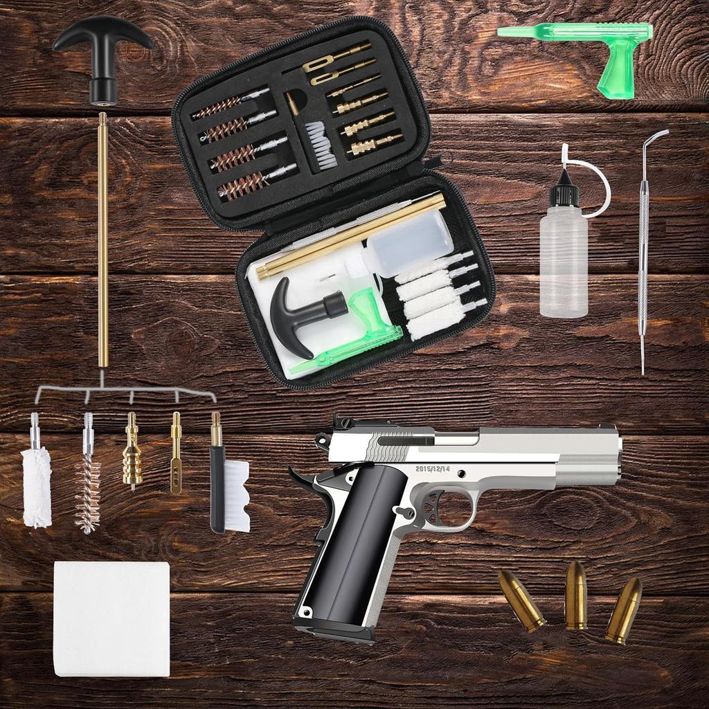 Universal Handgun Cleaning Kit for .22 .357/.38/9mm .40 .45 Caliber Pistol Gun Brush Tools Gun Accessories