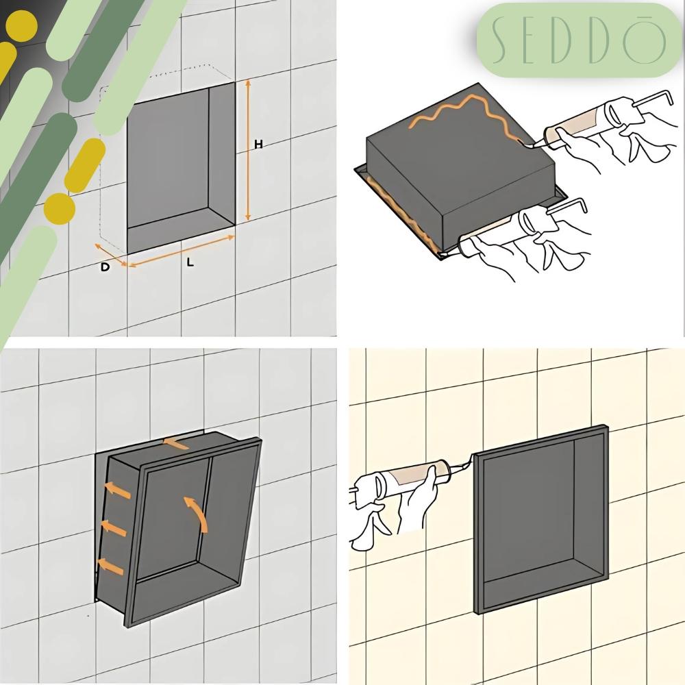 Półka wnękowa 45x30x10cm chrom do łazienki