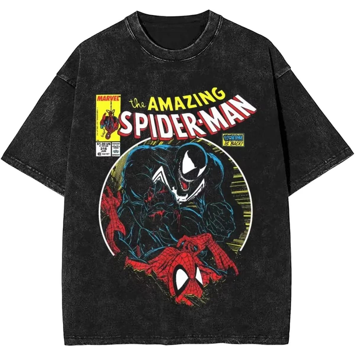 

Винтажная графическая футболка Venom для мужчин Ретро Зеленый принт Венома Стирка Черный Оверсайз Футболка 2026 Фильм Уличная одежда Хип-хоп Хлопковые Топы L