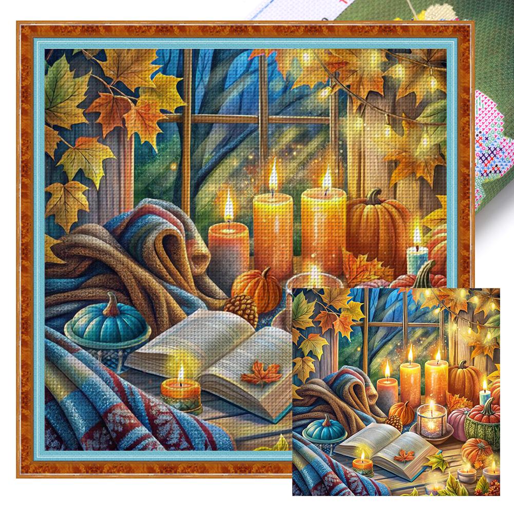 Full Embroidery Eco-cotton Thread 11CT Printed Window Scenery Cross Stitch Kit