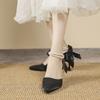 Fashion New Women Thin Heel Hollow Sandals Woman Pearl Butterfly Pointed Toe High Heels Womens Shoe Wedding Shoes