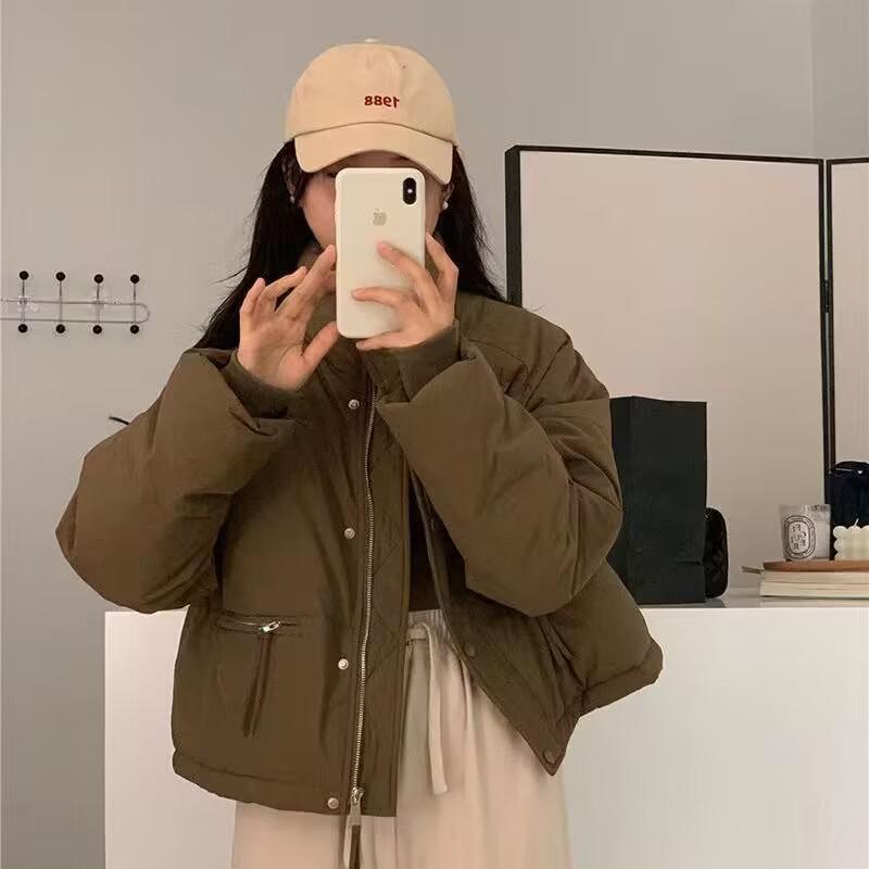 Korean Style Women's Winter Clearance: Short, Thick, High-Waisted Down Cotton-Padded Jacket