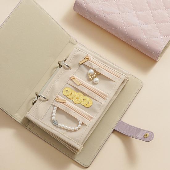 Jewelry Storage Book Set, PU Leather Travel Organizer, with 5 Removable Soft Velvet Pages Design, Jewelry Pouch for Necklaces Rings Earrings