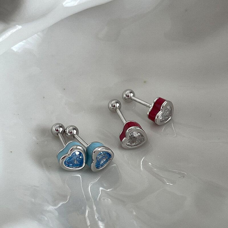 2PCS Acrylic Flower Stud Earring Fashion Women Shiny Colorful Screw Stud Earrings Stainless Steel Cartilage Helix Ear Piercing Jewelry Accessories