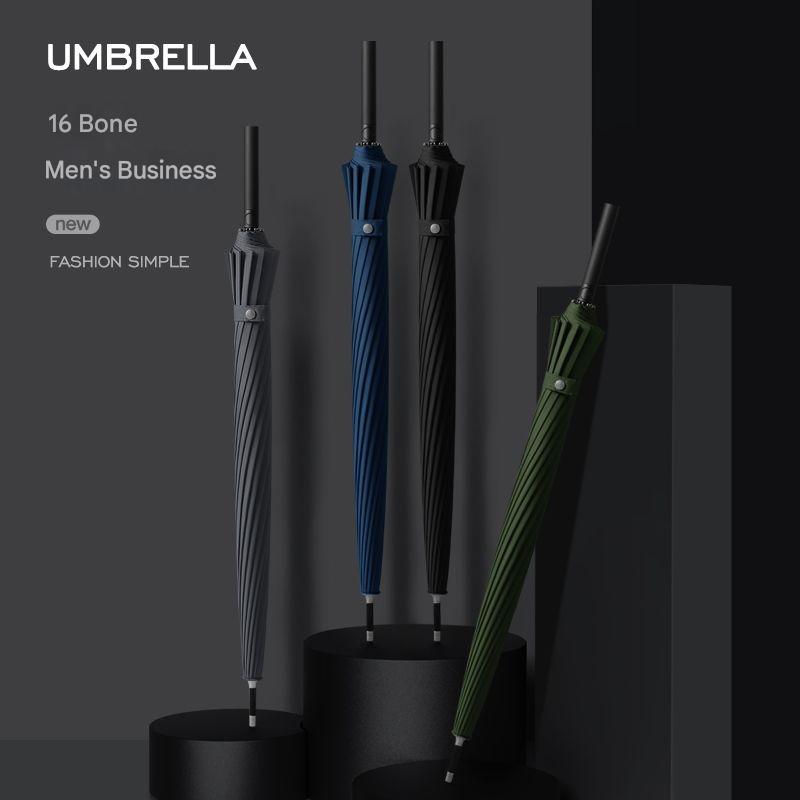 16-Rippen High-End Luxus Langstockschirm Vollautomatisch Fiber Doppelvergrößert Business Herren Einfacher Schirm