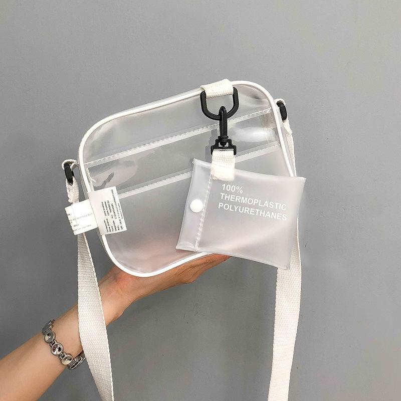 Lässige durchsichtige PVC-Tasche Damen Umhängetaschen Gelee Kleine Handytaschen Schultertasche Handtasche Kartenhalter Durchsichtige Damen Geldbörse