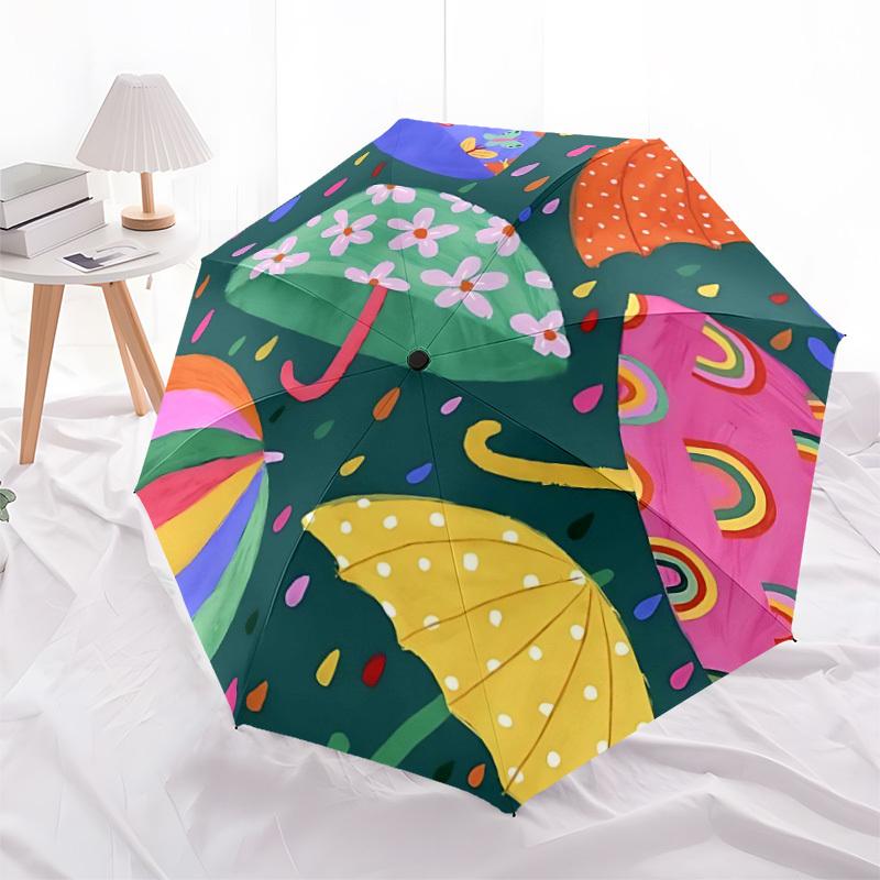 1pc Umbrellas Raindrops Automatic Open/Close Umbrella, Portable Folding Umbrella for Travel, Themed Events090