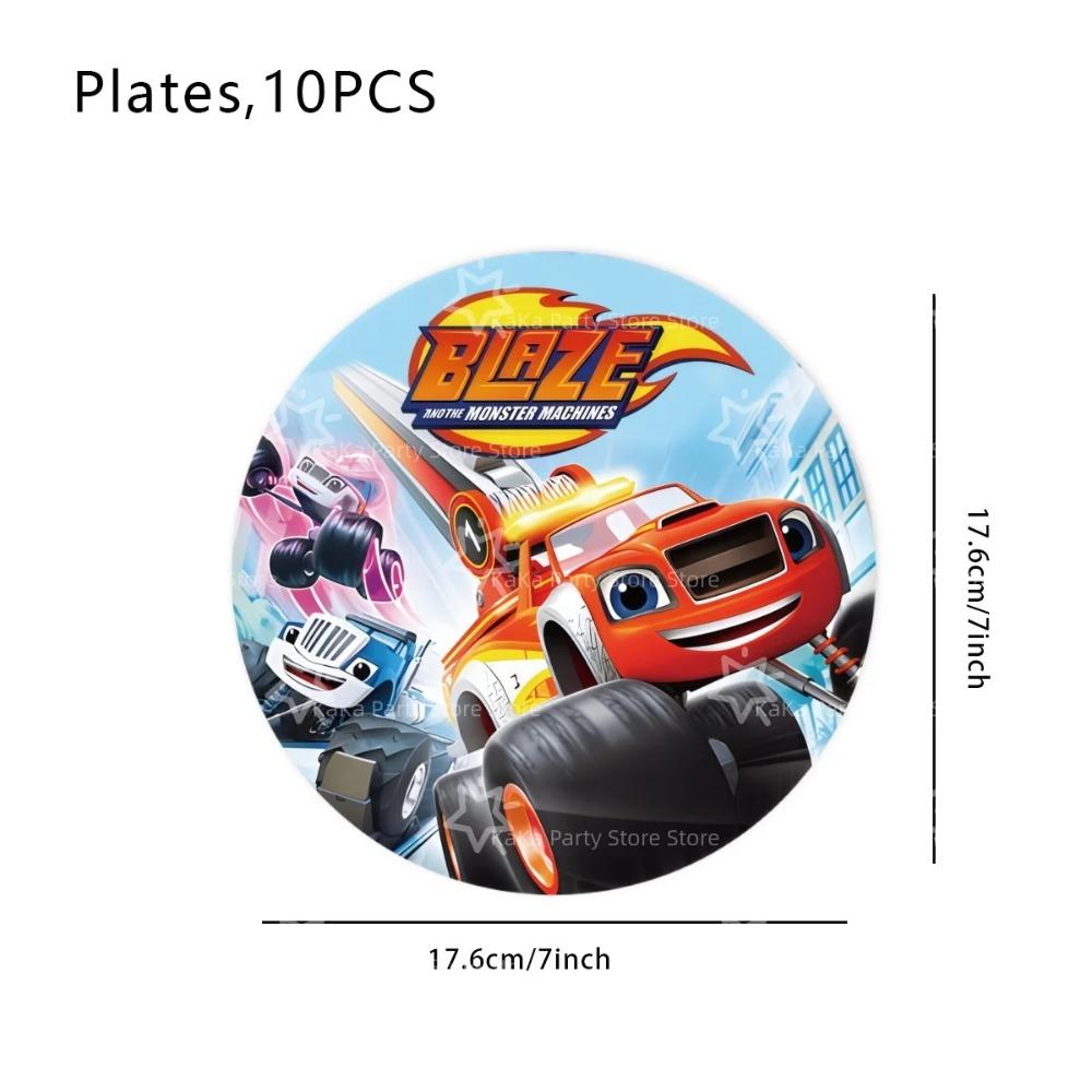 Blaze Monster Balloons Machines Race Car Birthday Party Decoration Tableware Tablecloth Plate Cup Napkin Bag Racing Party Favors