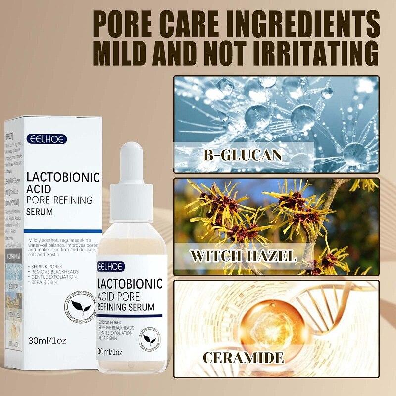 Lactobionic Acid Pore Shrink Face Serum Hyaluronsäure Moisturizing Nourish Smooth Pores Repair Essence Firm
