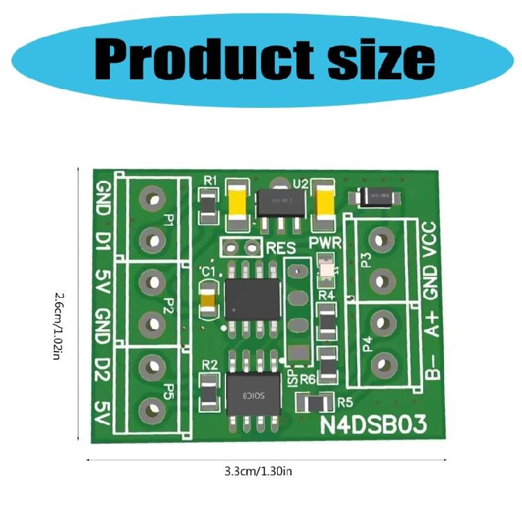 2CH RS485 Modbus 5V 12V 24V RS485 Bus Cores Board Networking Control Module -55-125℃  Sensors Adapter Board Replacement