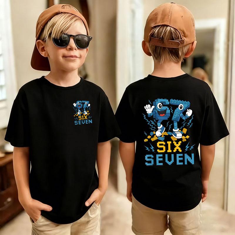 Cute Funny Six Seven Italian Brainrot 67 Number Graphic Print TShirt BoyGirl Summer Short Sleeved Kids Comfortable Tshirt Top