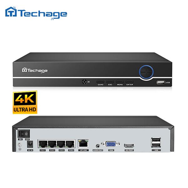 Techage H.265 8CH 4MP 5MP 1080P 4K POE NVR Audio Out Security Surveillance Network Video Recorder Up To 16CH For POE IP Camera