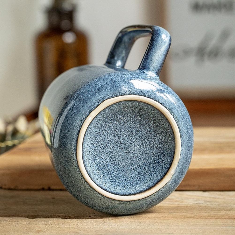 Ceramic Glazed Conical Mug 700ml Large Capacity Vintage Coffee Mug Kiln Transmutation Mug Sydney Blue Ceramic Water Cup Gifts