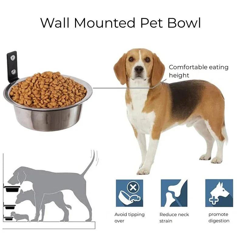 Elevated Wall Mounted Pet Bowls Stainless Steel Dog/Cat Food/Water Feeder with Storage Container Practical Pet Feeding Supplies
