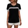Women's Fashionable Loose-fitting Round-neck Short-sleeved T-shirt With Lace Splicing.