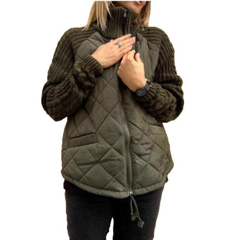 Winter Fashion Cardigan Zipper Long Sleeved Stand Up Collar Women's Coat