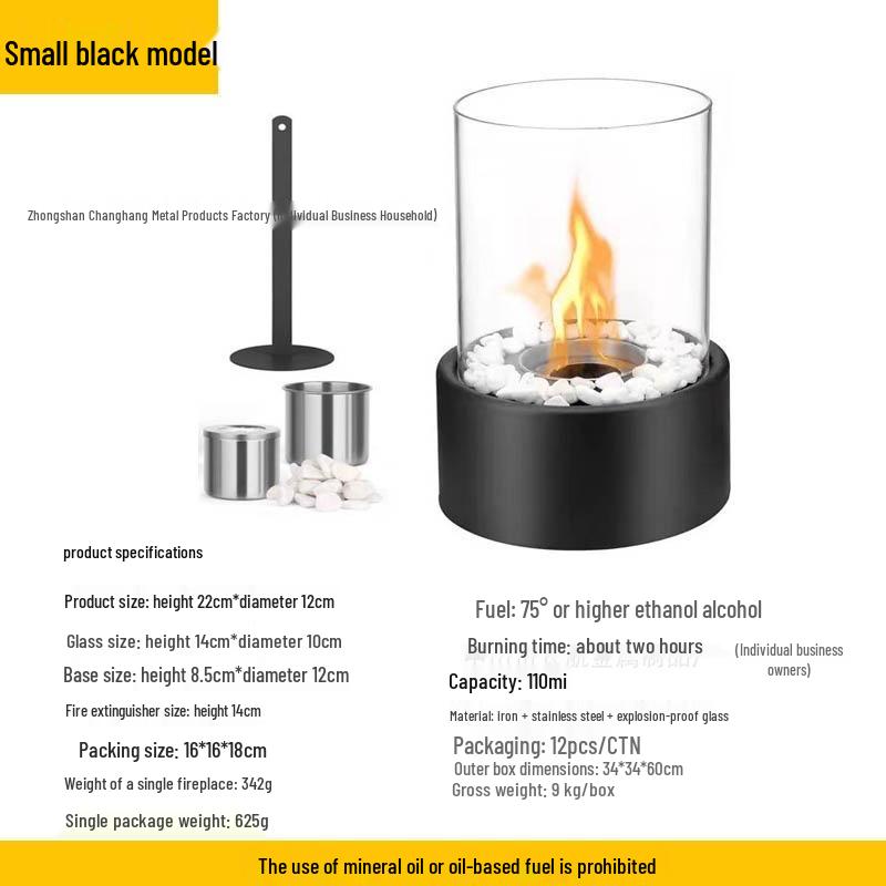 Portable Round Ethanol Fireplace: Small Indoor Tabletop Fire Stove for Bar Atmosphere