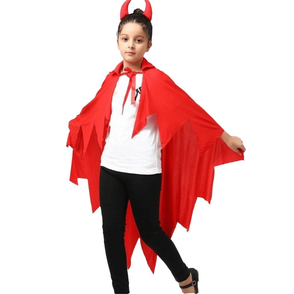 Cosplay Costume Demon Cloak Headband Set Smock Style Party Masquerade Cloth Children