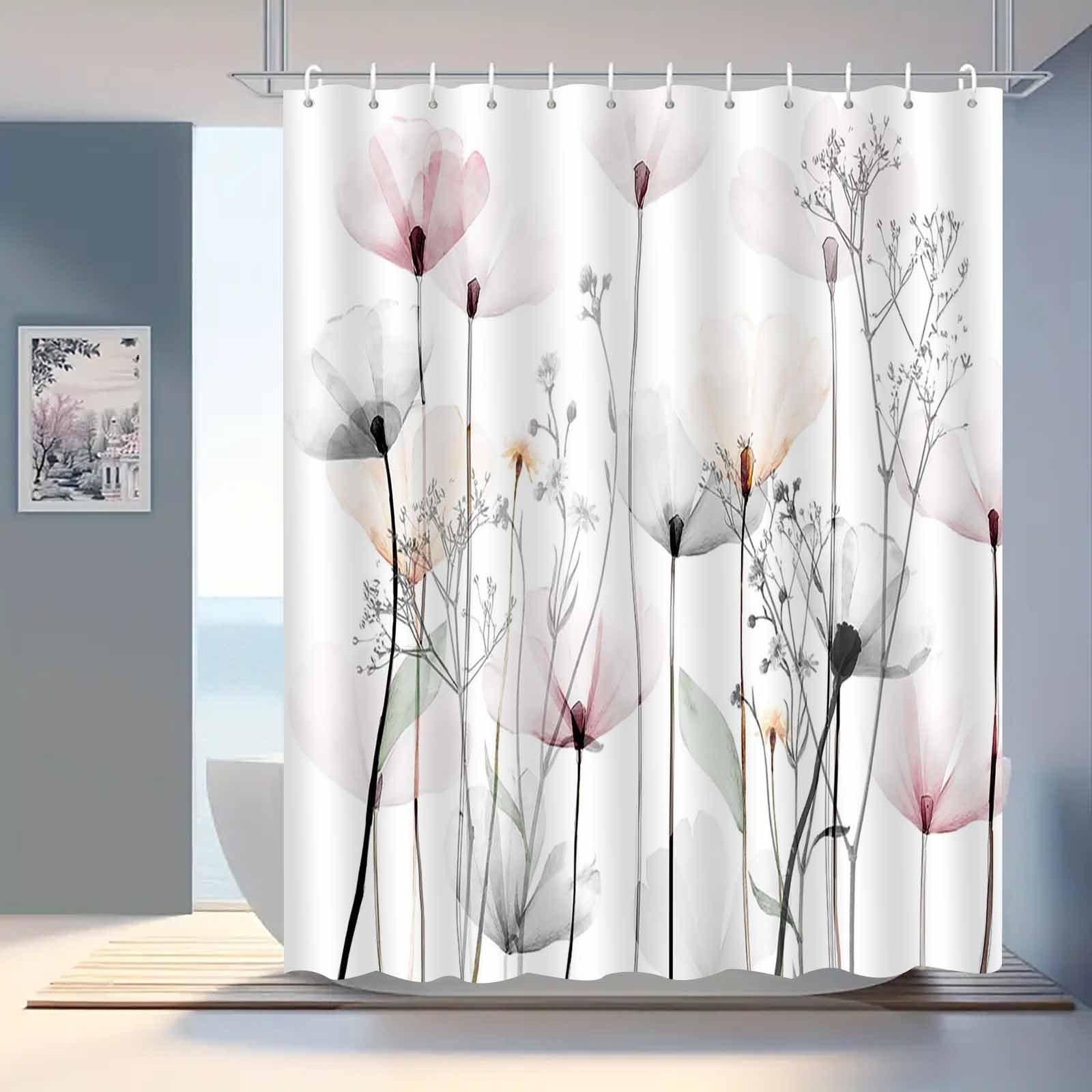 

Practical Shower Curtain With Hooks Anti - Mold For Home Hotel Rental Property W60H190(CM)-1 Pcs