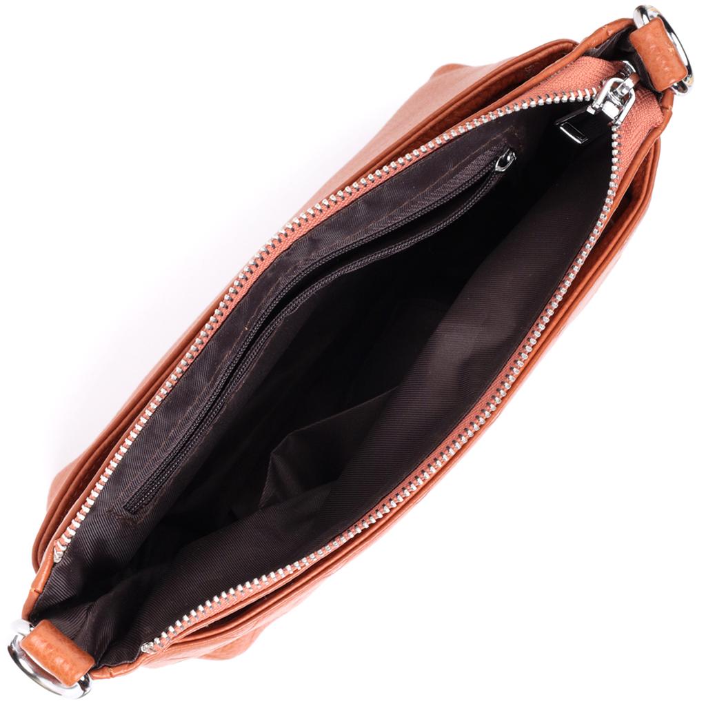 Women's Medium-sized Bag with Three Compartments Made of Genuine Leather VINTAGE Bag 22804 Red