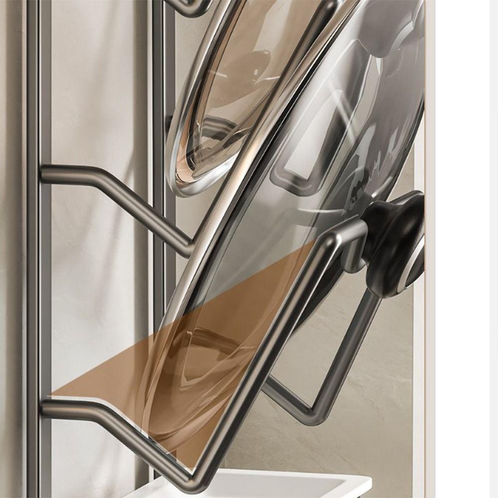 Multi-layer Pot Lid Organizer Rack Sturdy Vegetable Board Holder  Door-Mounted