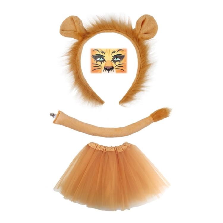 Lion Animal Outfit Halloween Costume Face Sticker for Children Adult Halloween Birthday Christmas Cosplay Photography