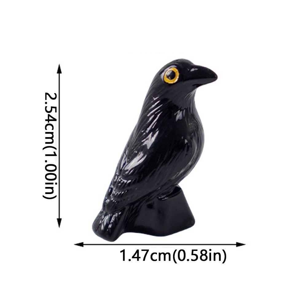 10pcs Resin Halloween Crows Figurines Hand Painted Realistic Mini Crows Decoration Crooked Headed Black Crow Ornaments