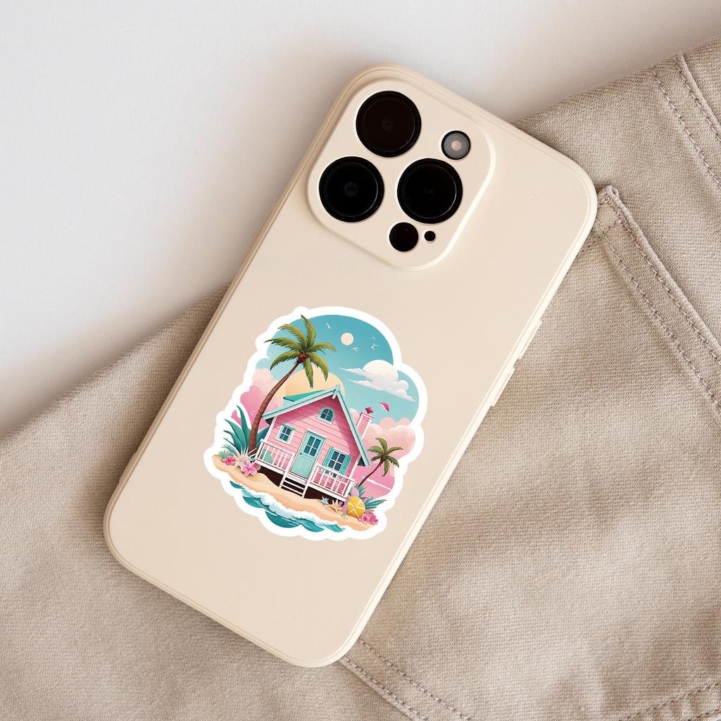 50 Pieces of Cute Beach Series Graffiti Stickers, Creative Cartoon Stickers, Waterproof Decorative Stickers for Computers