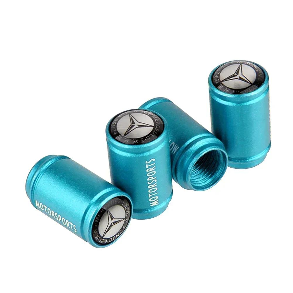 2025 Hot 4Pcs Matte Metal Car Wheel Tire Valve Caps For Mercedes Benz W210 W211 W212 W176 W164 C180 W222 CLK Air Nozzle Cover Ac