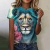 Summer Tiger Pattern T-shirt Animal 3d Printing Women's Casual Round Neck Short-sleeved Retro Y2k Harajuku Top Women's Clothing