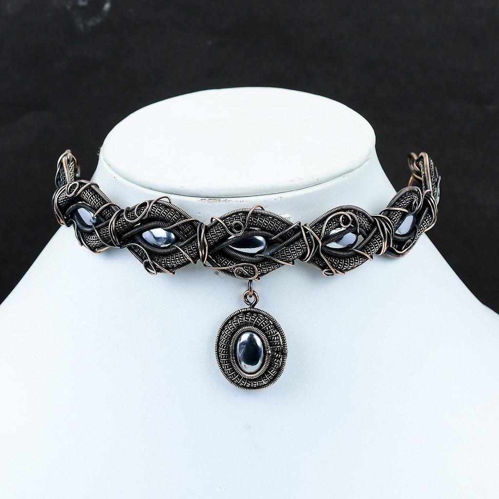 Shungite Necklace Copper Wire Wrapped Necklace Copper Jewelry Adjustable Chain Necklace Handmade Necklace Gemstone Jewelry Anniversary Gifts