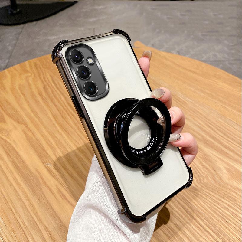 Nárazuvzdorný magnetický držák pro Magsafe Průhledné pouzdro pro Samsung Galaxy S24 S23 S22 S21 S20 FE Ultra Plus S krytem se stojánkem