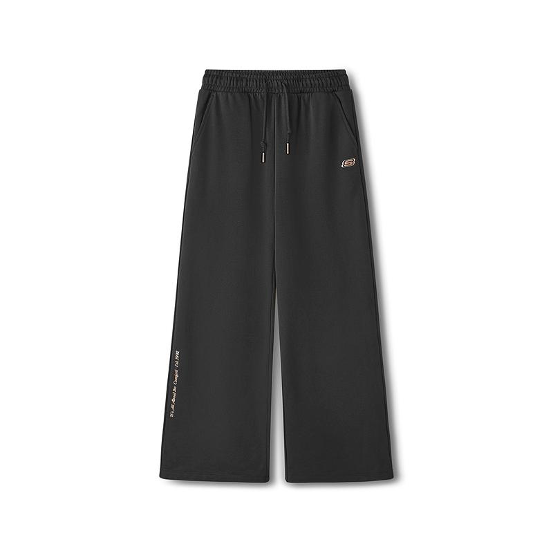 Skechers Sport Lifestyle Series Logo Versatile Loose Fit Lace-Up Knitted Joggers Women Joggers Carbon-Black L125W111-0018 M