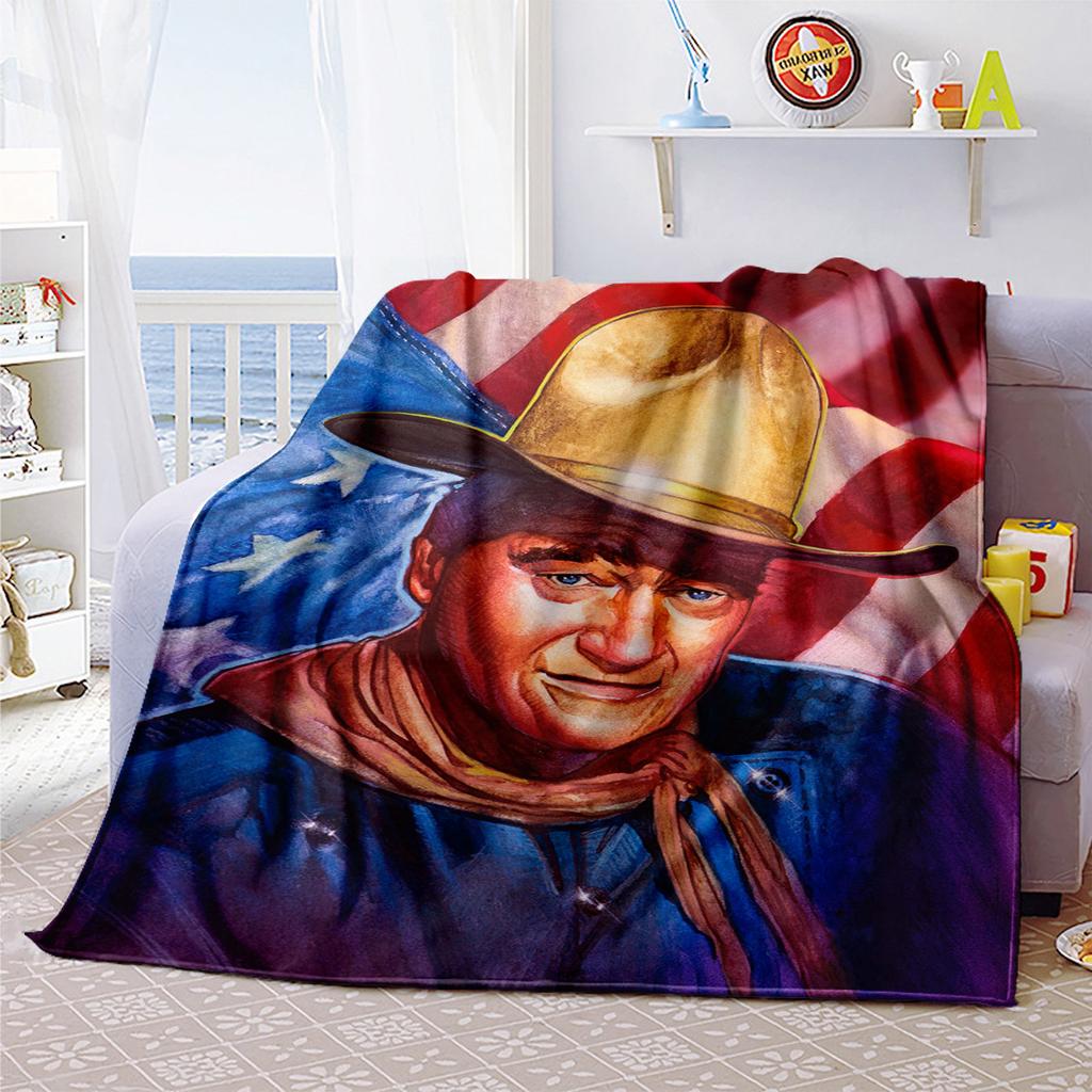 John Wayne Western Cowboy Blanket Soft Comfortable All Seasons Perfect Sofa Office Nap Travel Festive Gift