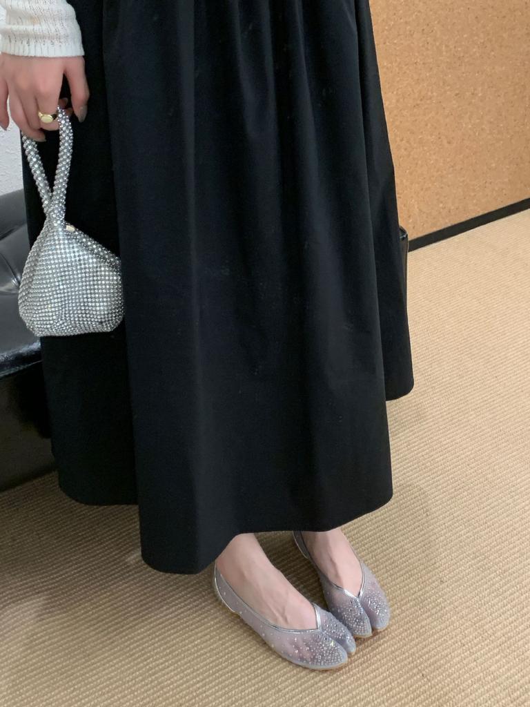 2025 Sommer neu~ Mesh Strass Ein-Pedal flachsohlige Zehentrenner Damenschuhe Schweinsfüße flachsohlige Damenschuhe