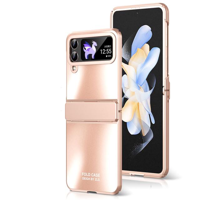 For Samsung Galaxy Z Flip 4  Case With Hinge Protection Frosted Plating Hard Plastic Shockproof Armor Cover