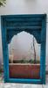 Blue Hand-Painted Jharokha Frame: Reclaimed Wood Wall Decor